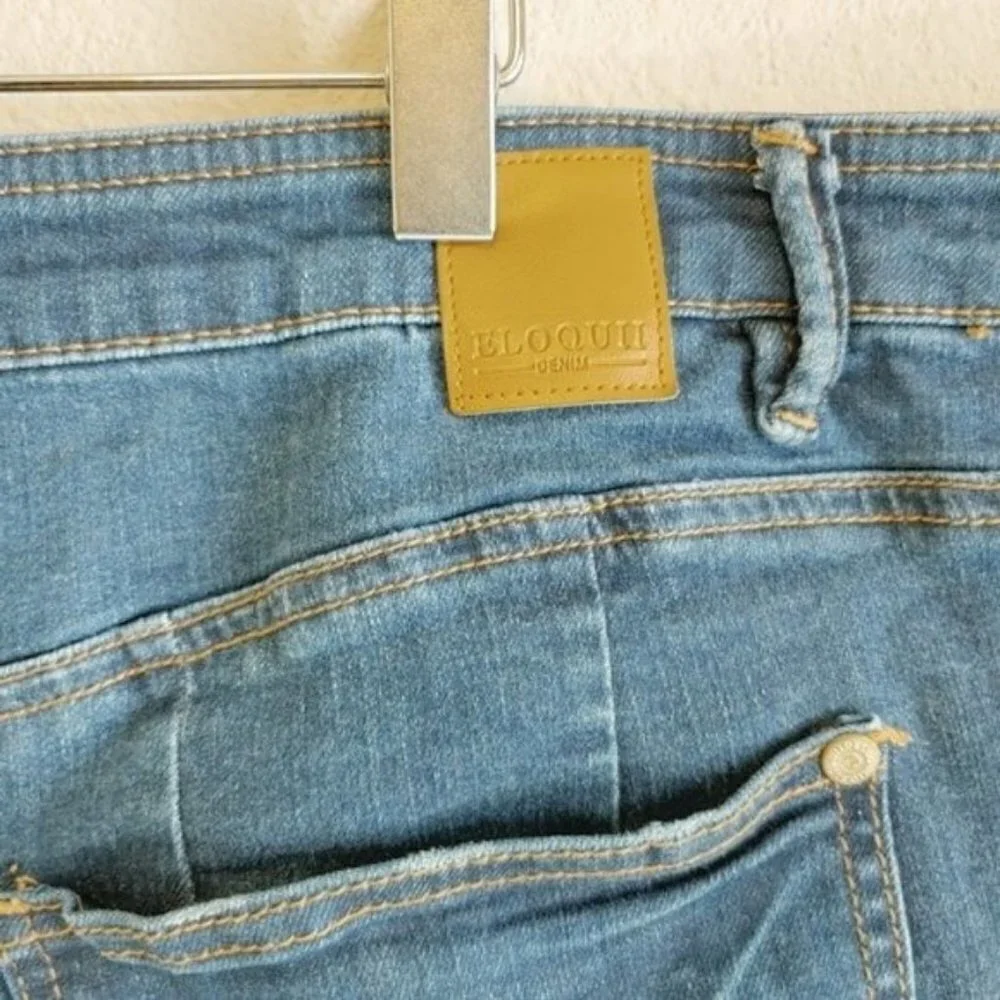 Eloquii Jeans Indigo Wash Distressed Sz 24 Casual Contemporary